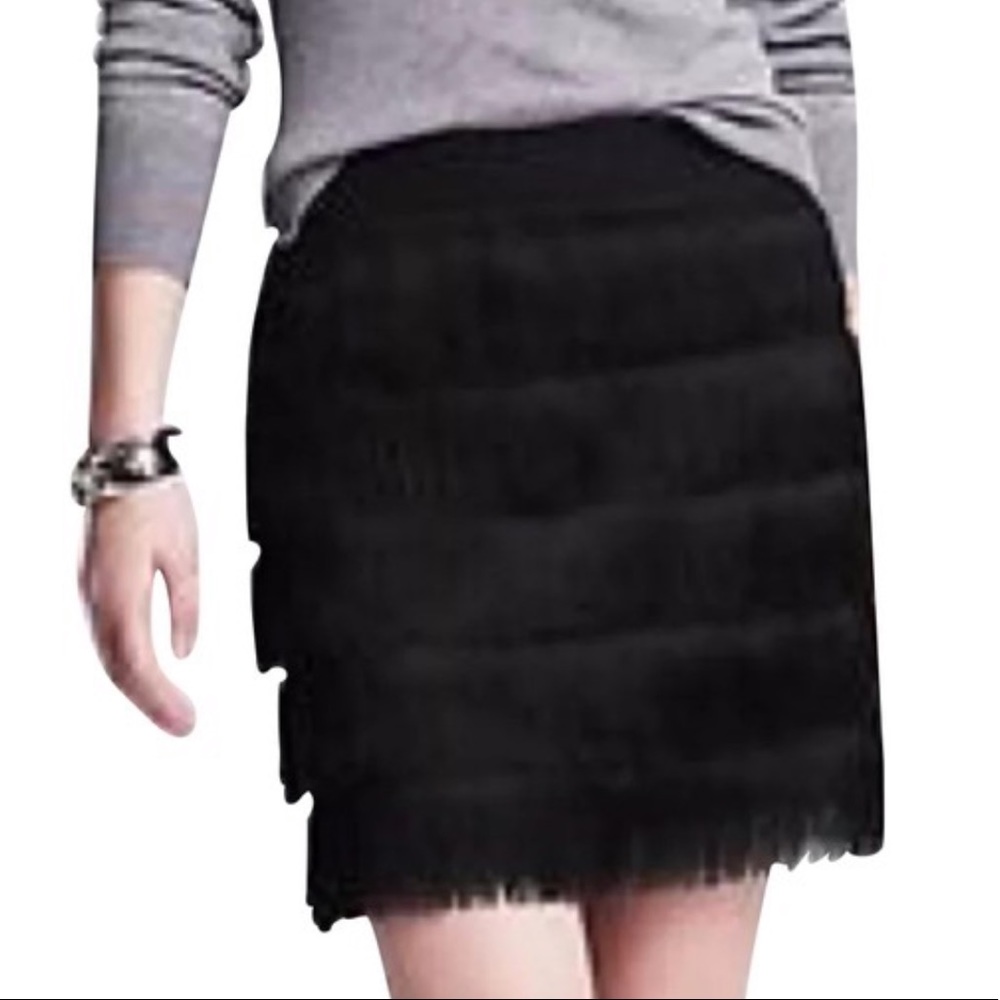 Banana Republic XS Black Fringe Skirt - Picture 2 of 4